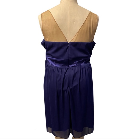 Navy Chiffon Dress with Beaded Neckline Detail - Picture 2 of 5